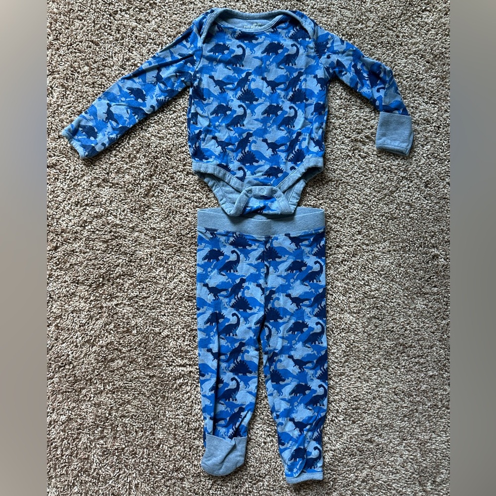 Coolibar Baby Outfit 3-6M Blue Dino Camo UPF 50+ Sun Protection